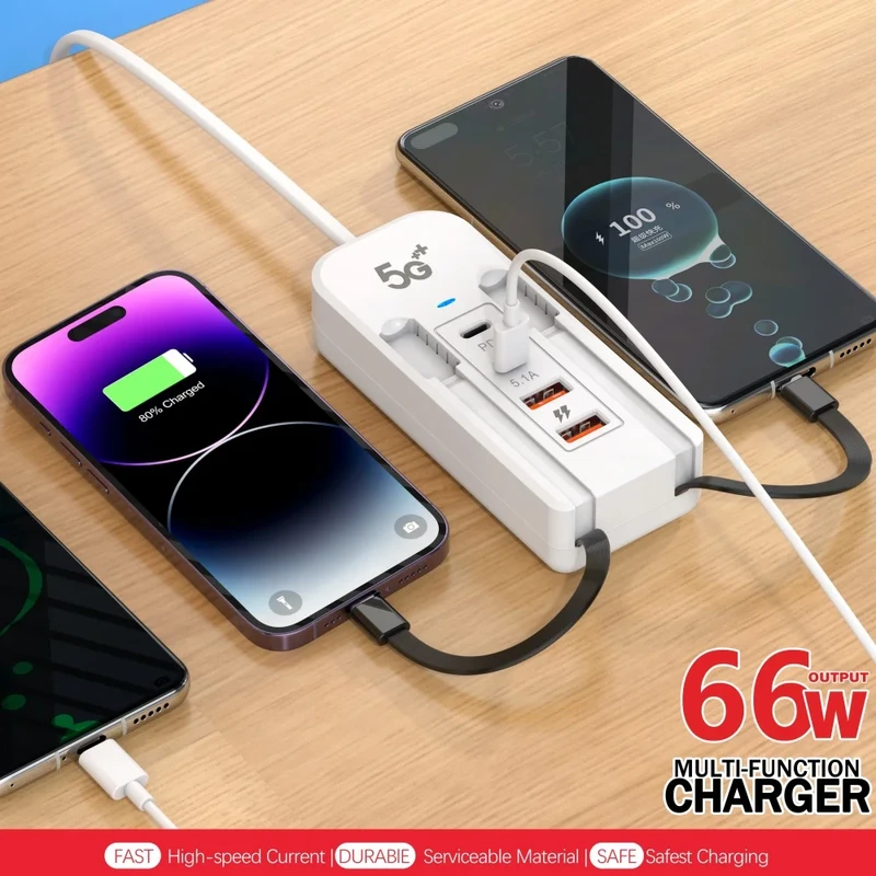 66W USB Type C Charger Multiport Fast Charging