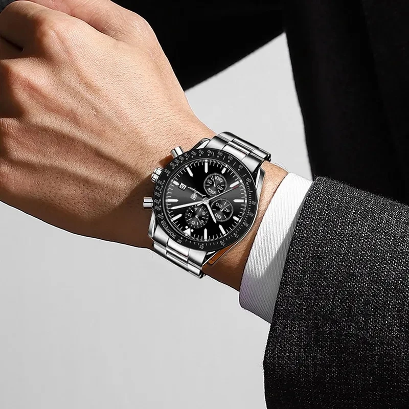 POEDAGAR Luxury Men Chronograph Watch