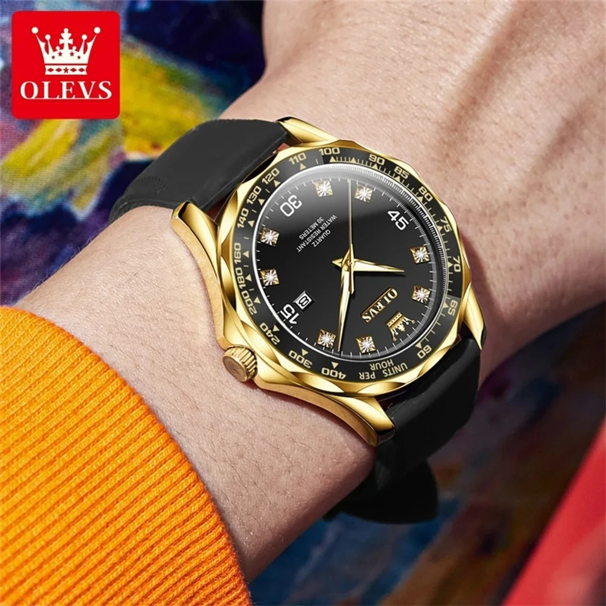 OLEVS 9988 Sport Quartz Watch Rubber Watchband - Image 4