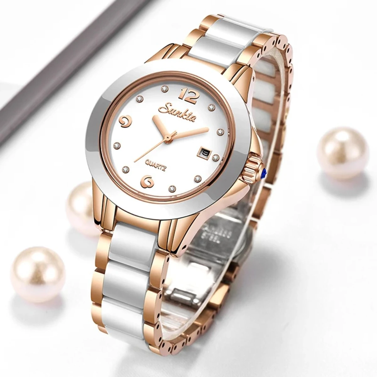 SUNKTA Fashion Women Watches Rose Gold Ladies Bracelet Watches