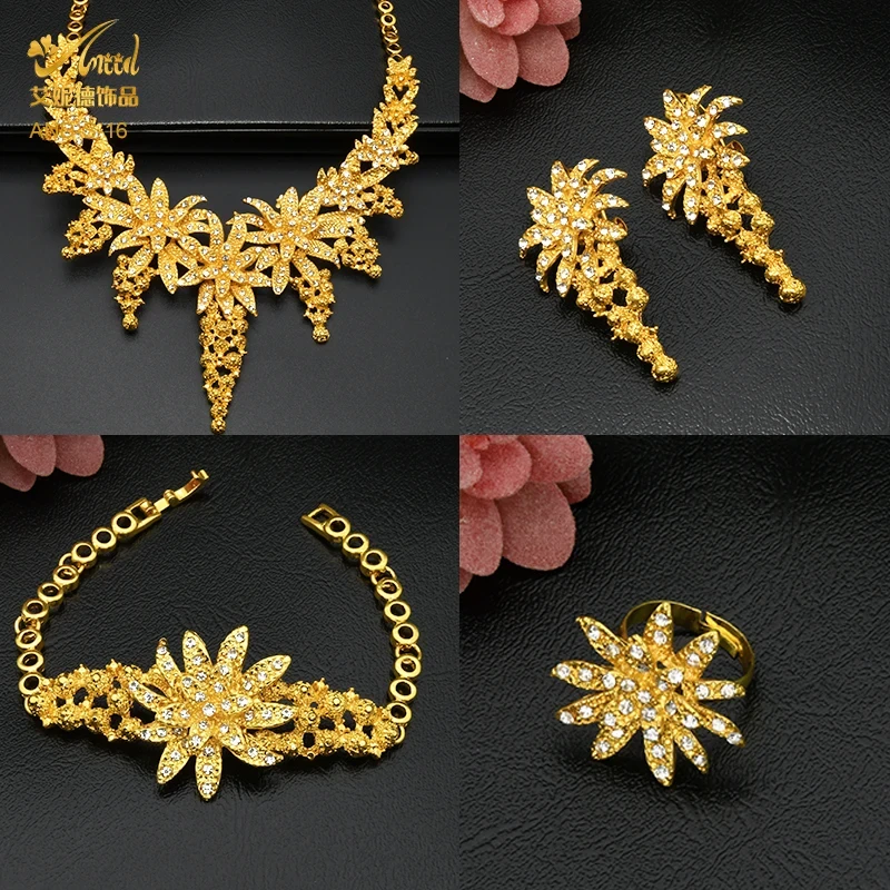 Dubai 24K Gold Plated 4Pcs Necklace Set-312