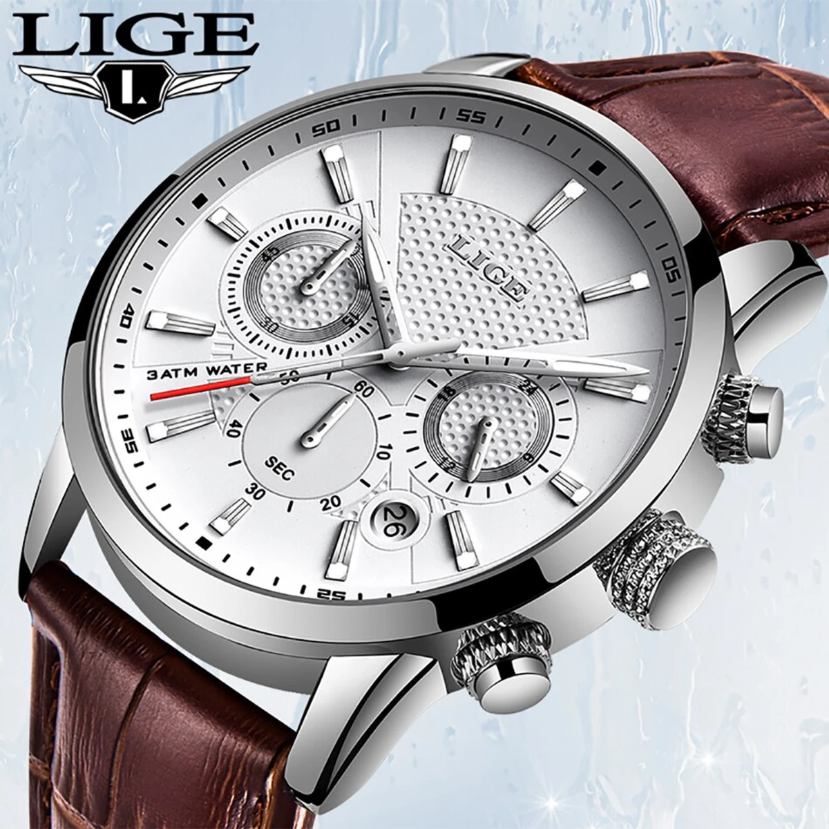 Watches Mens New LIGE Top Brand Luxury Casual Leather - Image 4