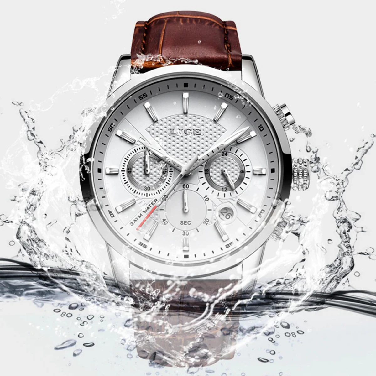 Watches Mens New LIGE Top Brand Luxury Casual Leather - Image 5