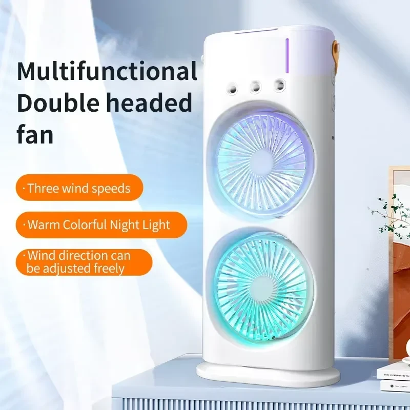 Rechargeable Remote Control Double Head Spray Cooling Fan