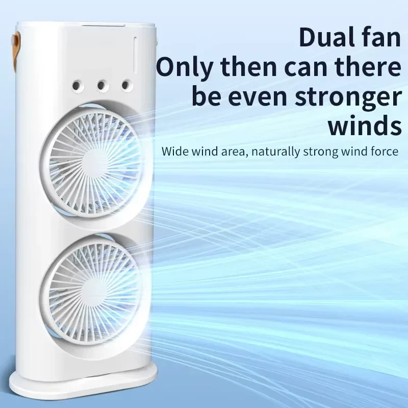 Rechargeable Remote Control Double Head Spray Cooling Fan - Image 3