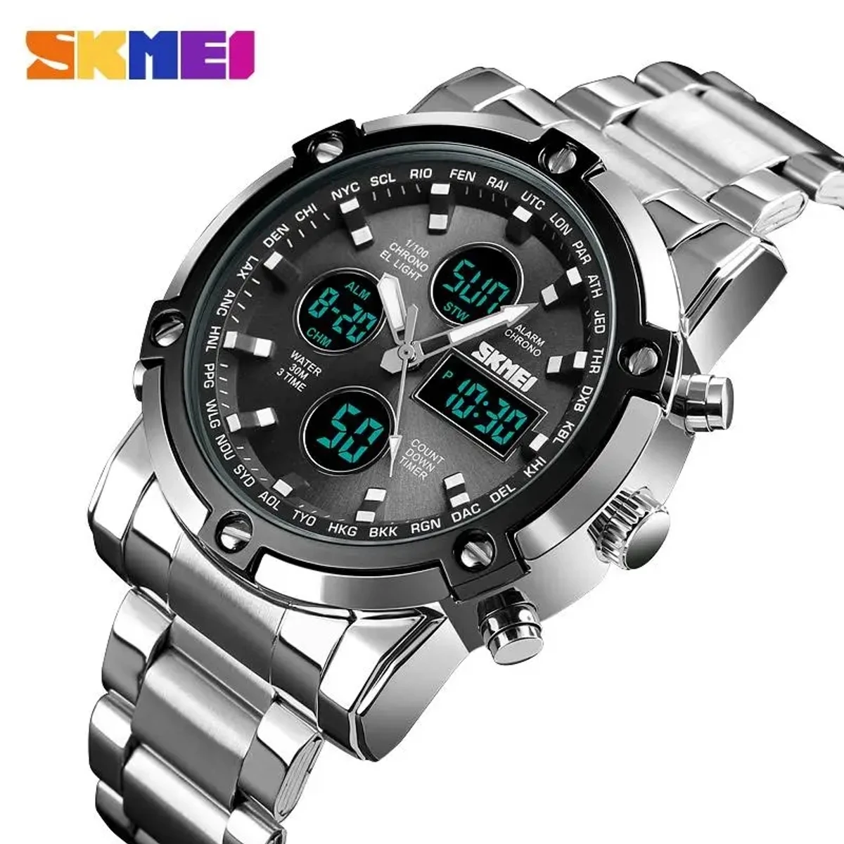 Skmei Watch Men Three Time Quartz Wrist Mens Watch 1389