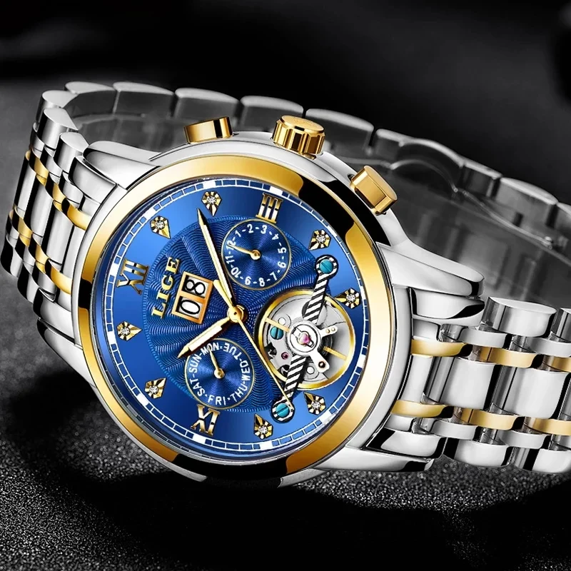 LIGE Men luxury Automatic Mechanical Watch - Image 3
