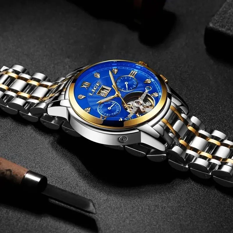 LIGE Men luxury Automatic Mechanical Watch - Image 4