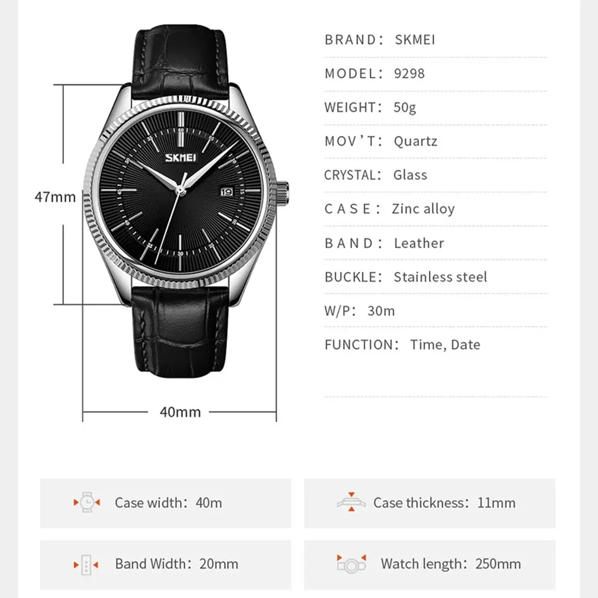 Skmei Casual Single Calendar Belt Men's Quartz Watch - Image 5