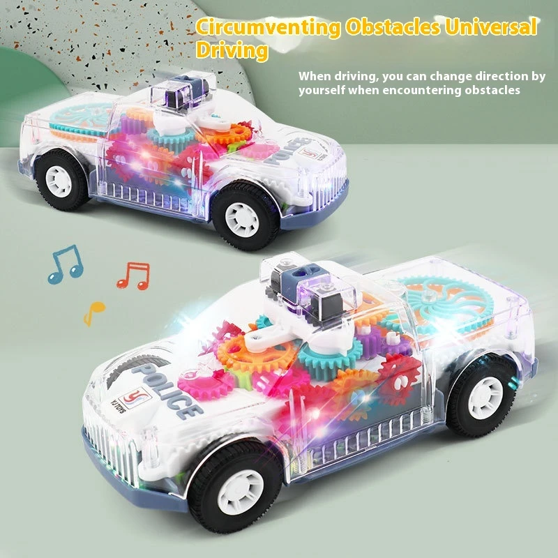 Electric Toy Car Transparent Gear With Lights Music Car - Image 3
