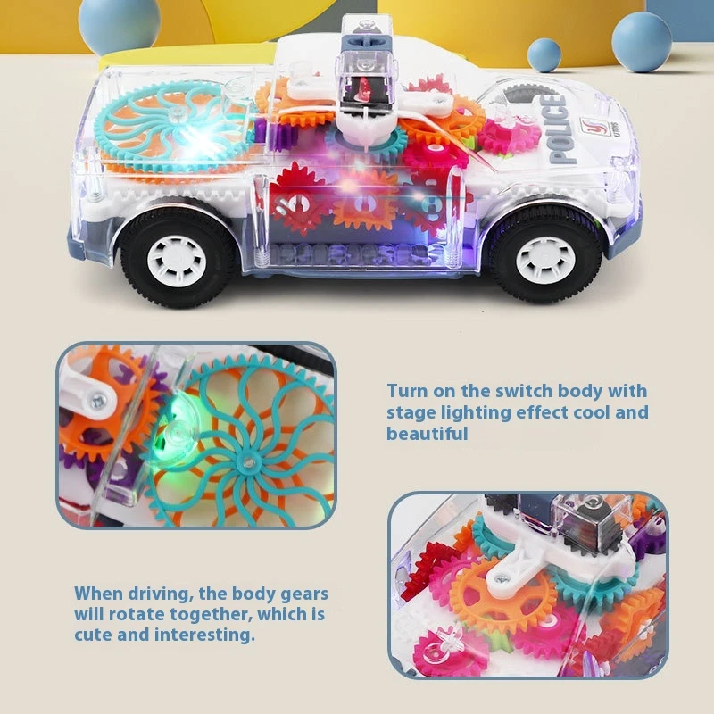 Electric Toy Car Transparent Gear With Lights Music Car - Image 4