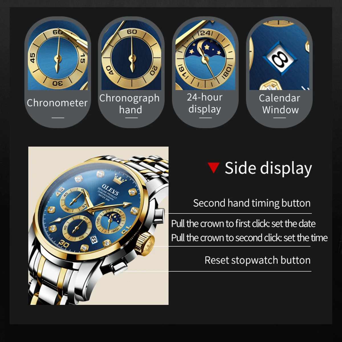 OLEVS Multifunction Quartz Watch for Men - Image 3