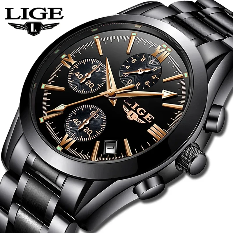 LIGE Luxury Men's Black