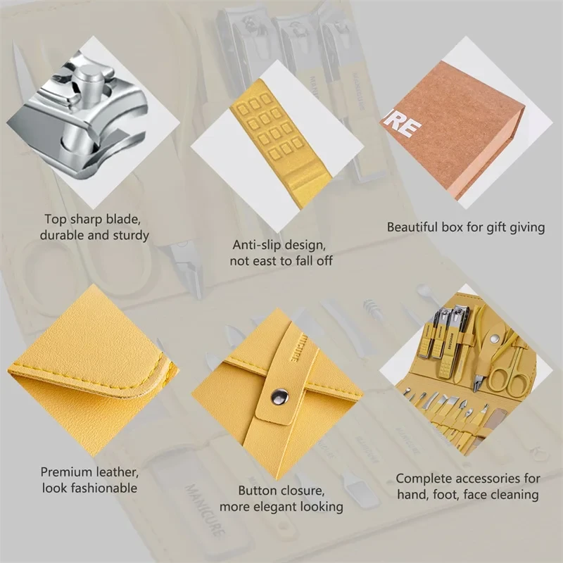 16 Pcs Manicure Set Stainless Steel Nail Clippers Kit & Pedicure - Image 5