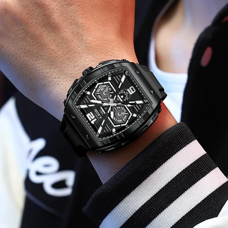 LIGE Men's Watches Luxury Square - Image 3