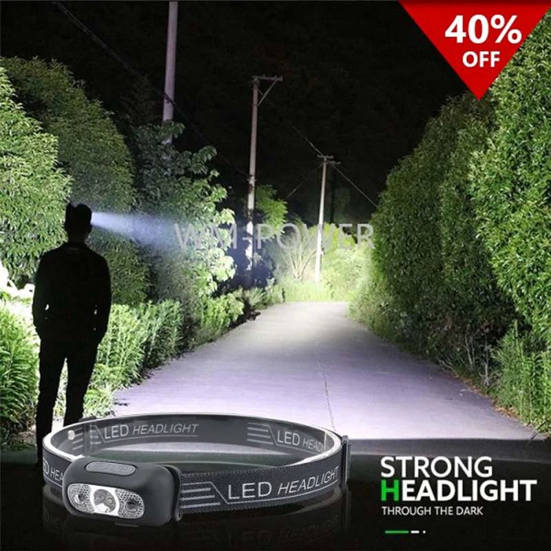 Rechargeable Powerful Sensor Headlamp USB Head Flashlight