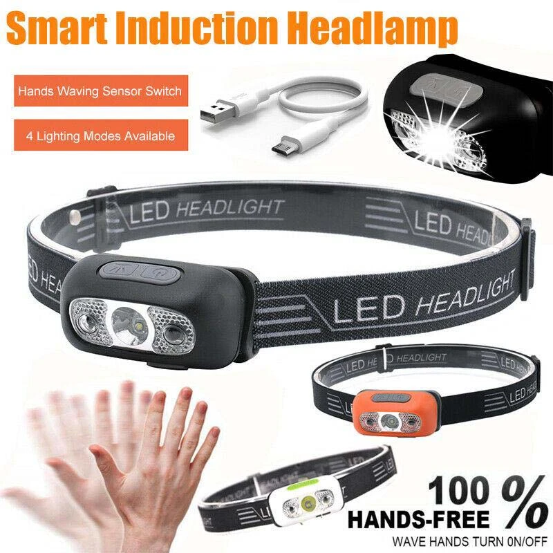 Rechargeable Powerful Sensor Headlamp USB Head Flashlight - Image 4