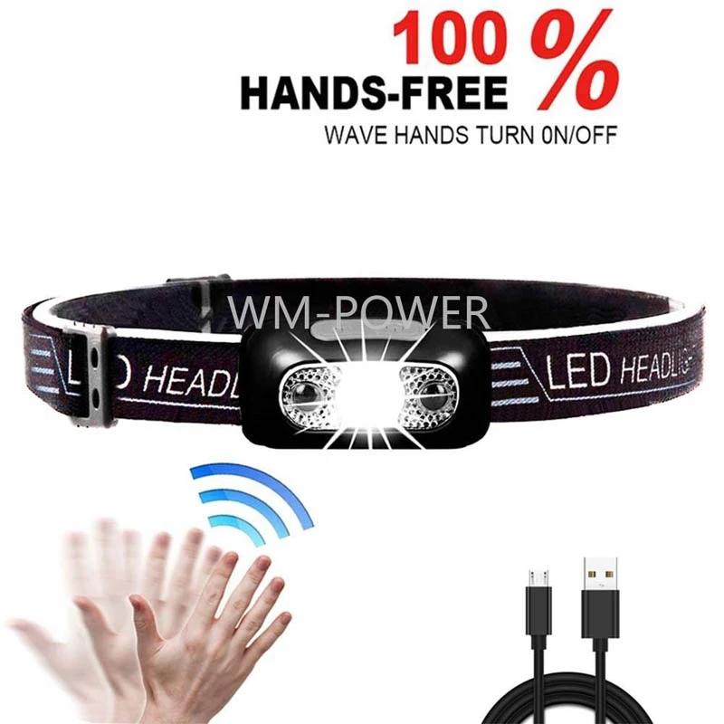 Rechargeable Powerful Sensor Headlamp USB Head Flashlight - Image 5