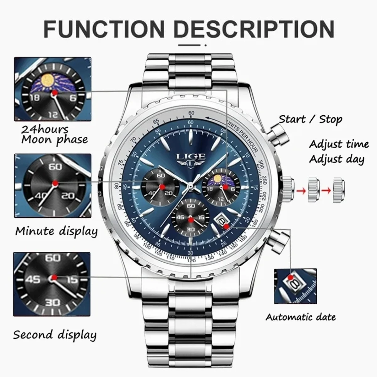LIGE New Top Brand Luxury Men Watch - Image 5