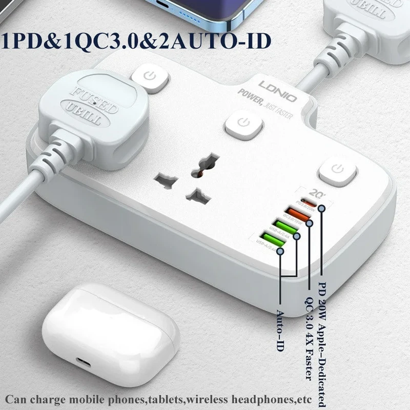 LDNIO SC2413 2500W PD20W Power Strip - Image 3