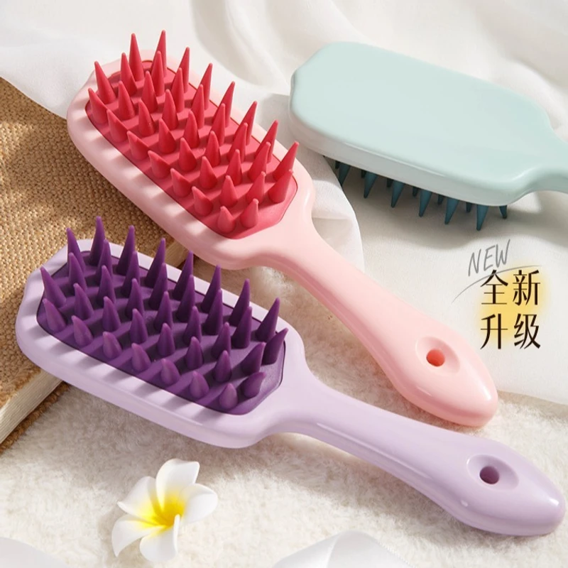 Long handle shampoo brush massager silicone coarse teeth with handle shampoo comb deep cleaning