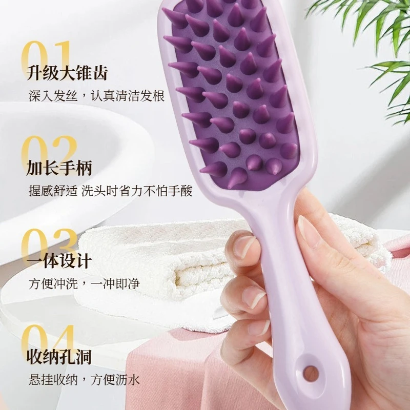 Long handle shampoo brush massager silicone coarse teeth with handle shampoo comb deep cleaning - Image 8