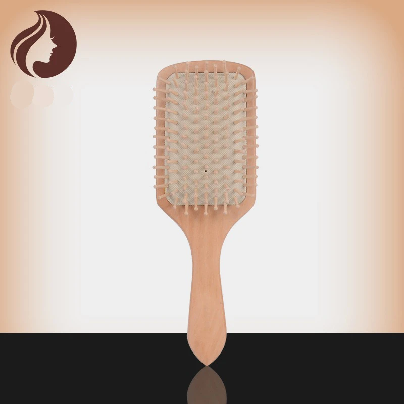 Wood Anti Hair Loss Hair Brush With Ball Tipped Bristles Square Shape (Big Size white)