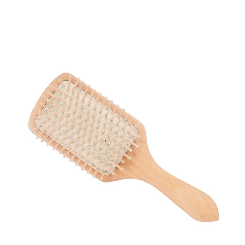 Wood Anti Hair Loss Hair Brush With Ball Tipped Bristles Square Shape (Big Size white) - Image 3