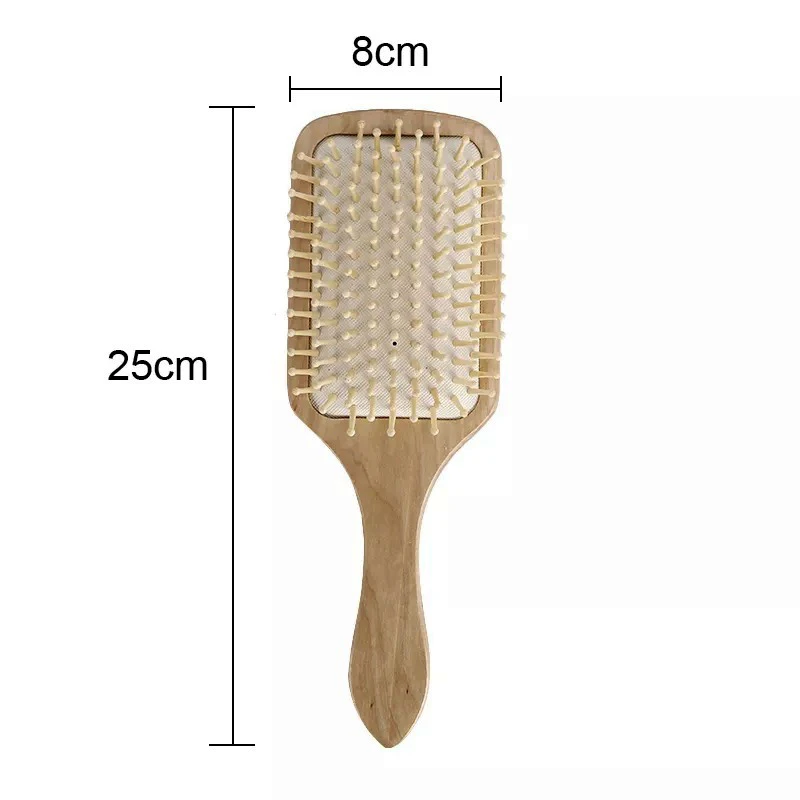 Wood Anti Hair Loss Hair Brush With Ball Tipped Bristles Square Shape (Big Size white) - Image 9