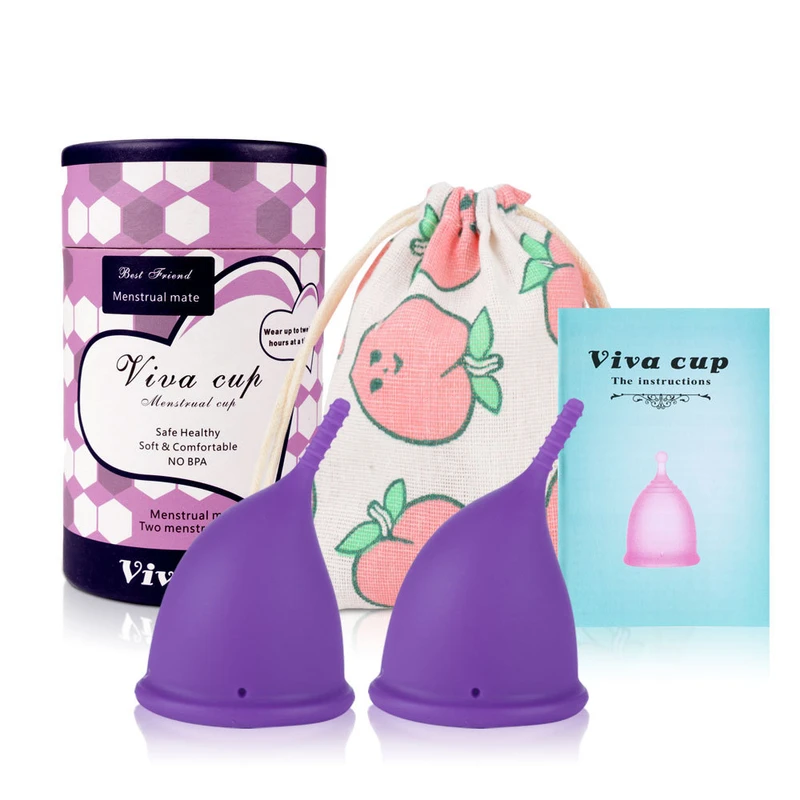 2pcs/Set Vivo Menstrual Cup Medical Grade Silicone Feminine Period Cup Hygiene Copa Menstrual de Silicone Medica Reusable Menstrual Cup