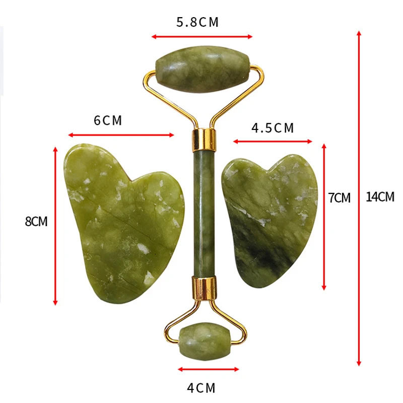 Jade Roller Gua Sha Scarping Tool, Natural Jade Face Beauty Roller Skin Care Tools, Jade Roller Set for Face Eye Neck Body Massage - Image 10