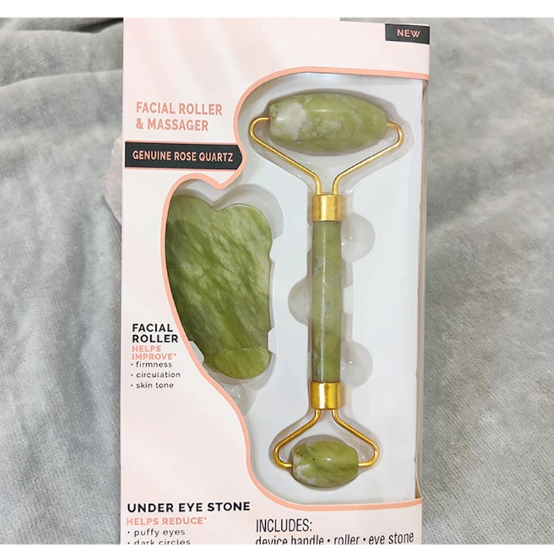 Jade Roller Gua Sha Scarping Tool, Natural Jade Face Beauty Roller Skin Care Tools, Jade Roller Set for Face Eye Neck Body Massage - Image 11