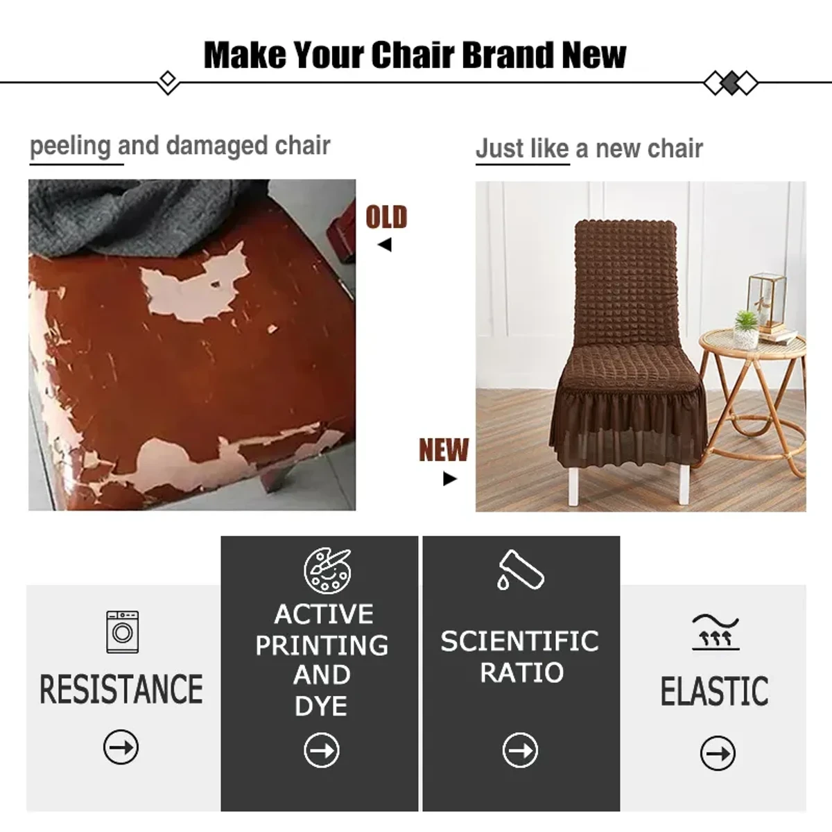 Chair Covers for Dining Room Seat (coffee colour) - Image 3