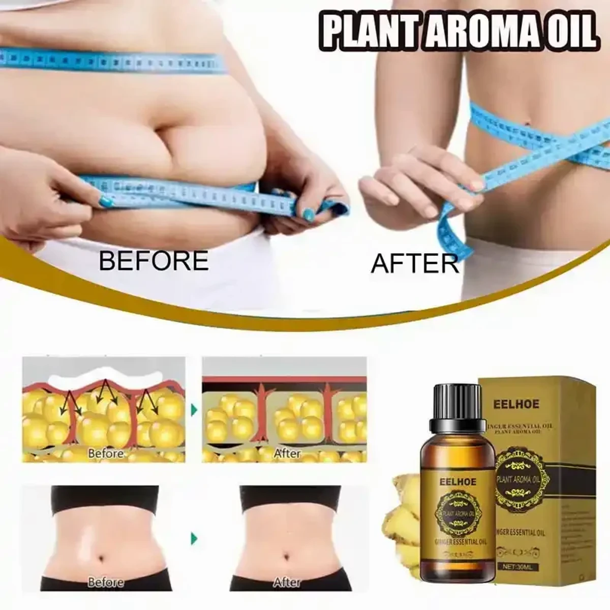 BELLY DRAINAGE GINGER OIL, BELLY OFF SLIMMING MASSAGE OIL - Image 3