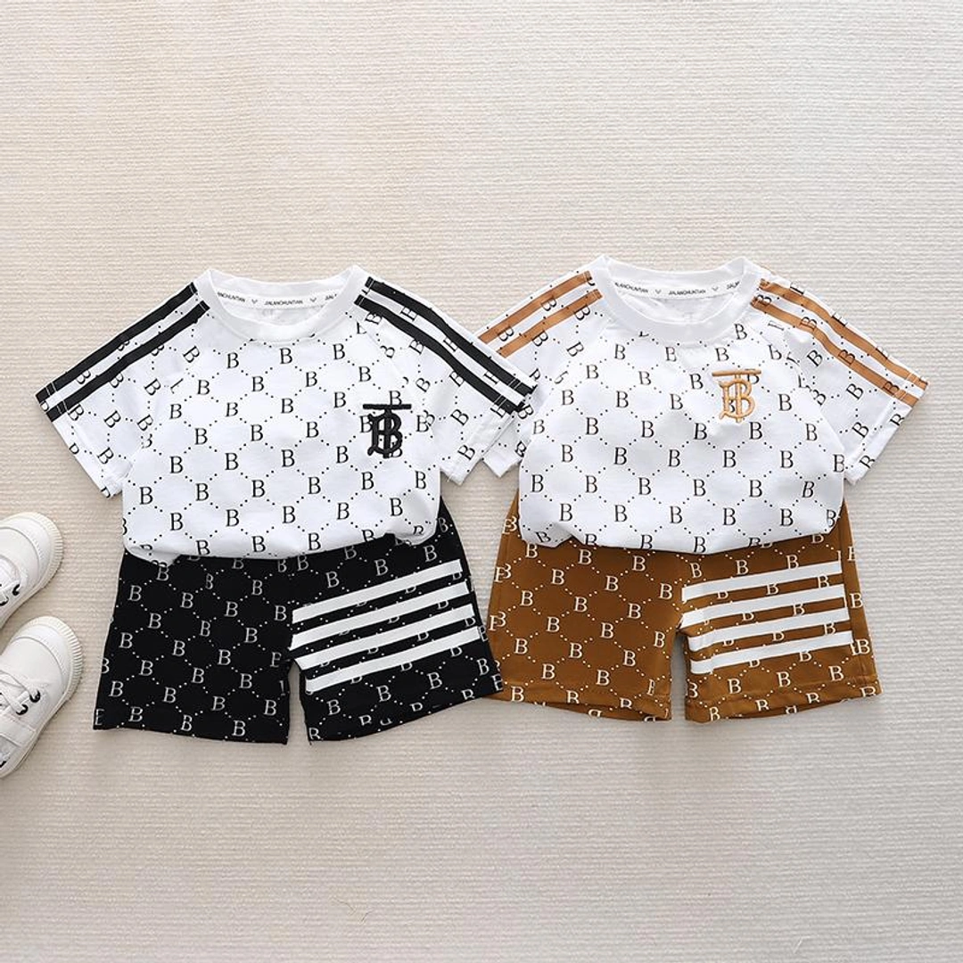 B Print Baby Boy Cotton T-Shirt Set