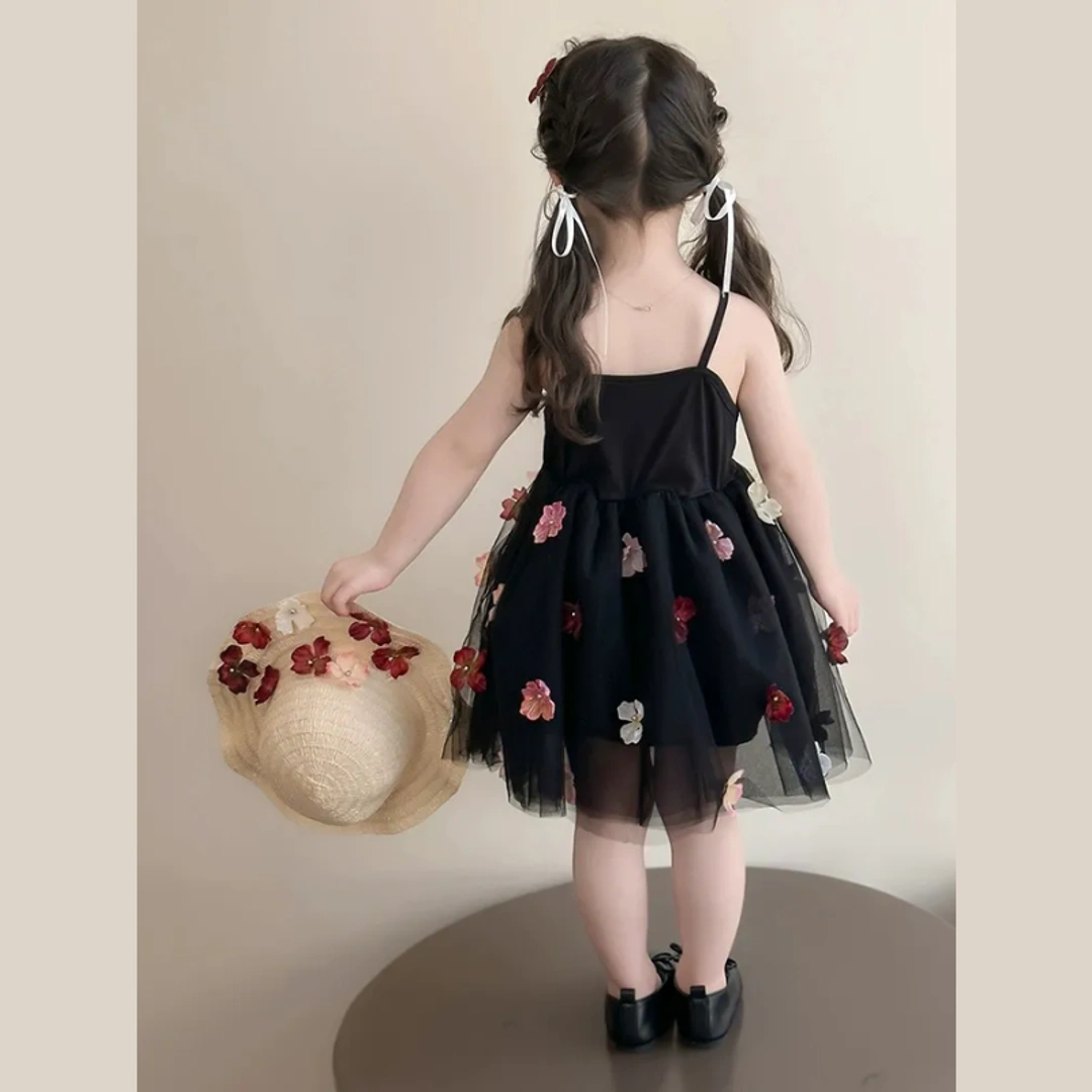 Summer Floral Mesh Sundress for Girls – Sleeveless Flower Design - Image 4