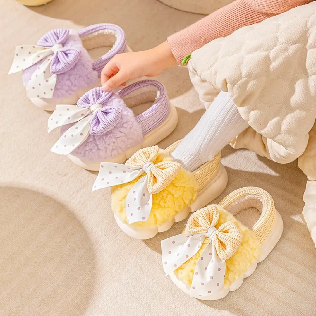 Baby Winter Bowknot Furry Slip-On Shoes (0-5 Years) - Image 3