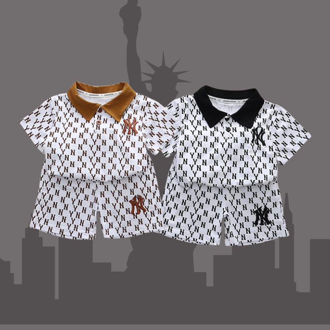 Baby Kids NY Style Printed Polo T-Shirt Set