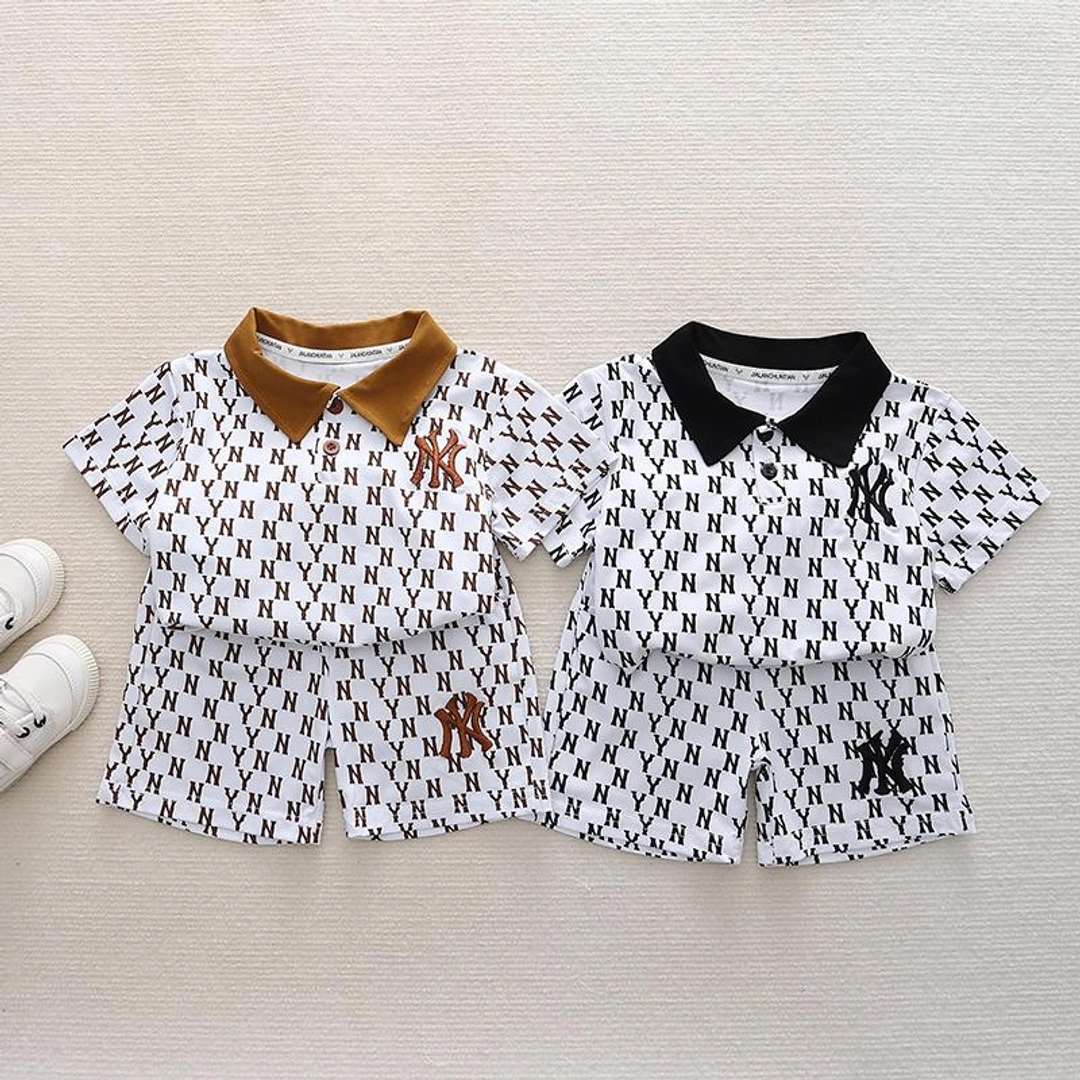 Baby Kids NY Style Printed Polo T-Shirt Set