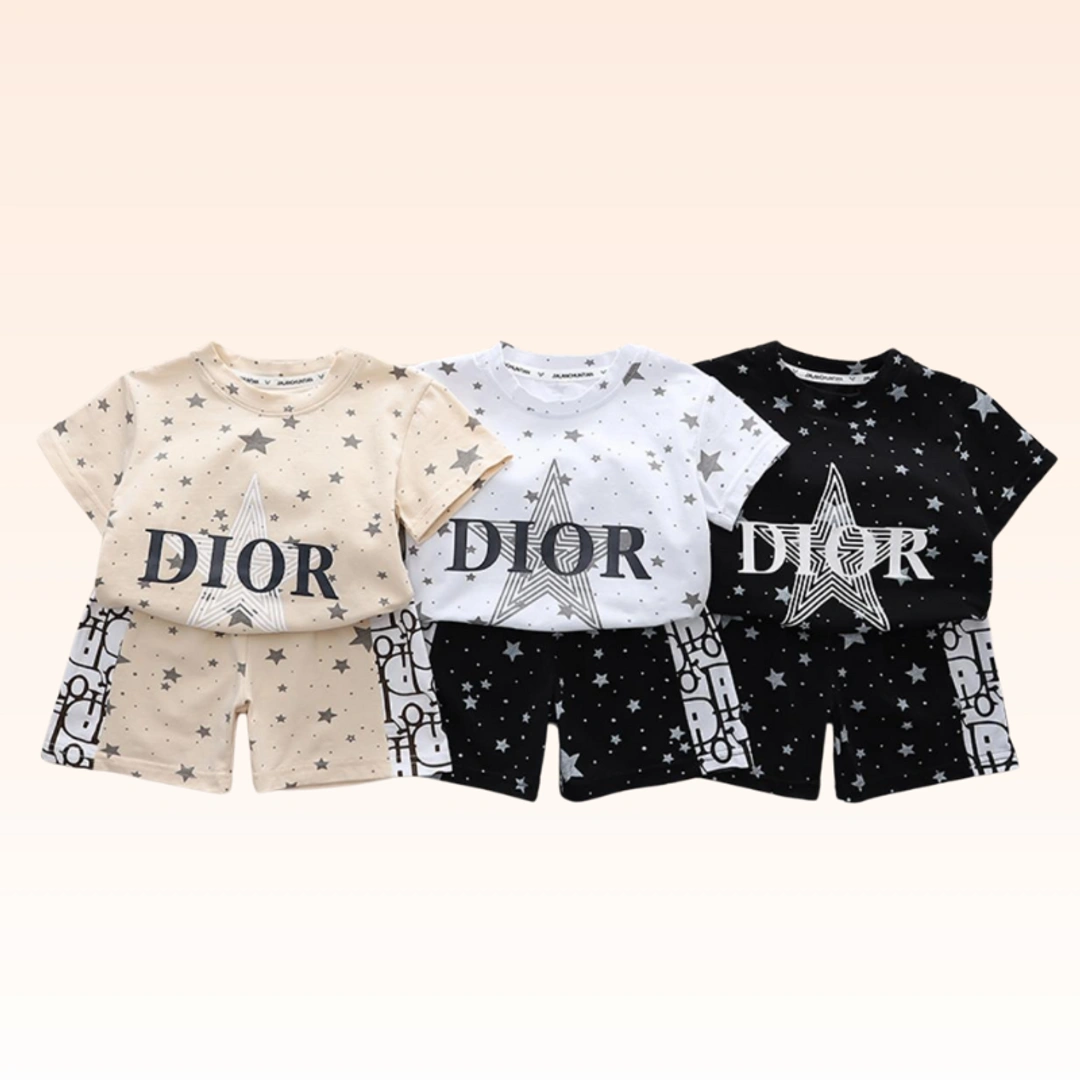 Dior Print Baby Boy Cotton T-Shirt & Shorts Set