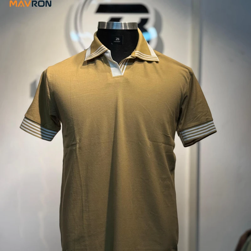 Premium Buttonless Polo T-Shirt – Brown