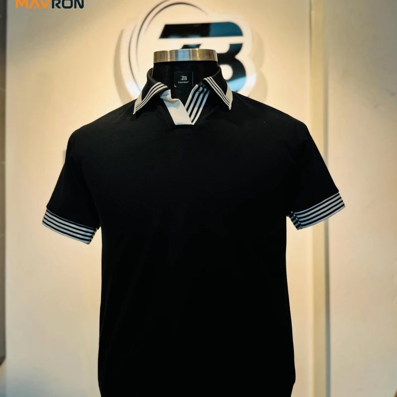 Premium Buttonless Polo T-Shirt – Black