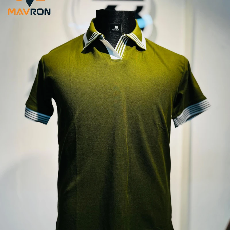 Premium Buttonless Polo T-Shirt – Olive