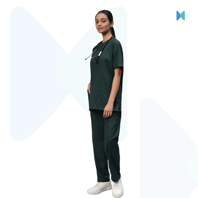 Premium Classic Half Sleeve Unisex OT Dress (Medical Scrub) – Dark Green
