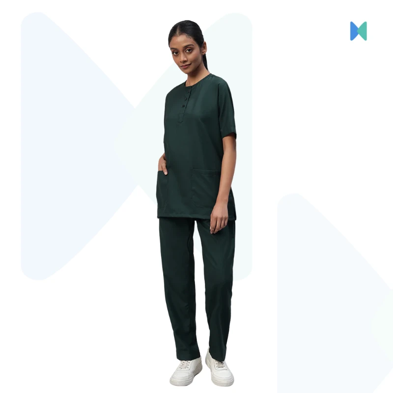Premium Classic Half Sleeve Unisex OT Dress (Medical Scrub) – Dark Green