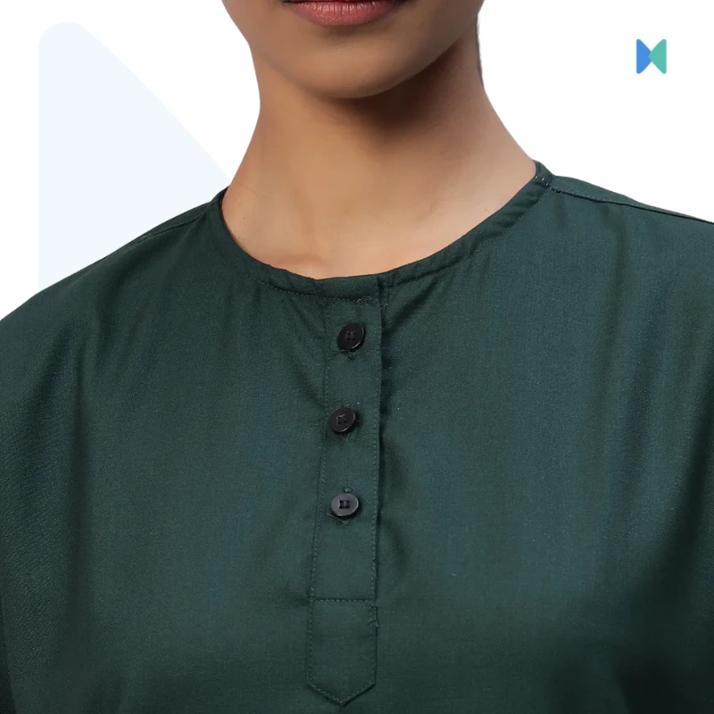 Premium Classic Half Sleeve Unisex OT Dress (Medical Scrub) – Dark Green - Thumbnail 5