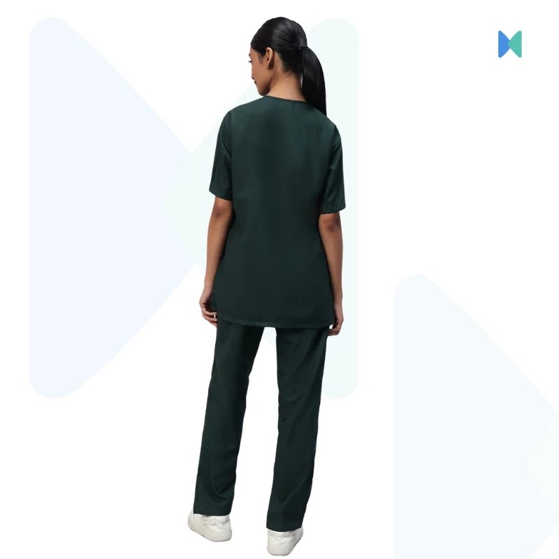 Premium Classic Half Sleeve Unisex OT Dress (Medical Scrub) – Dark Green - Thumbnail 7