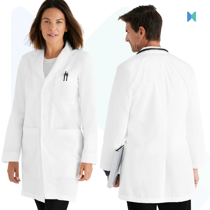 Long Sleeve Unisex White Apron/Lab Coat - Premium (Torrey Fabric)