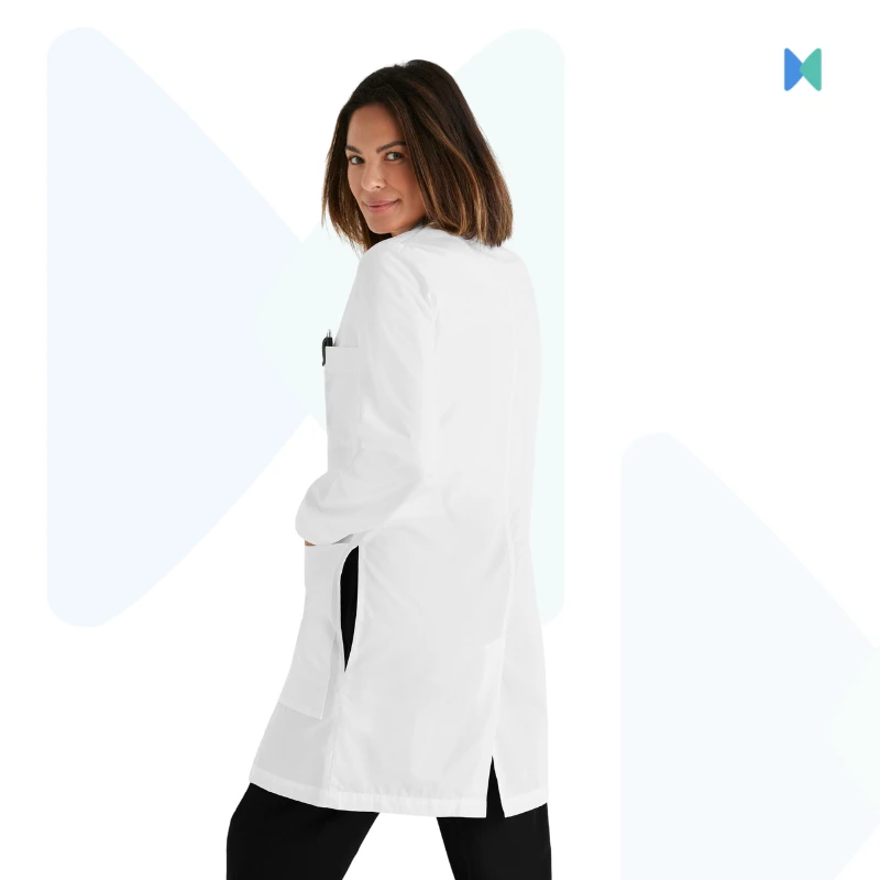 Long Sleeve Unisex White Apron/Lab Coat - Premium (Torrey Fabric)