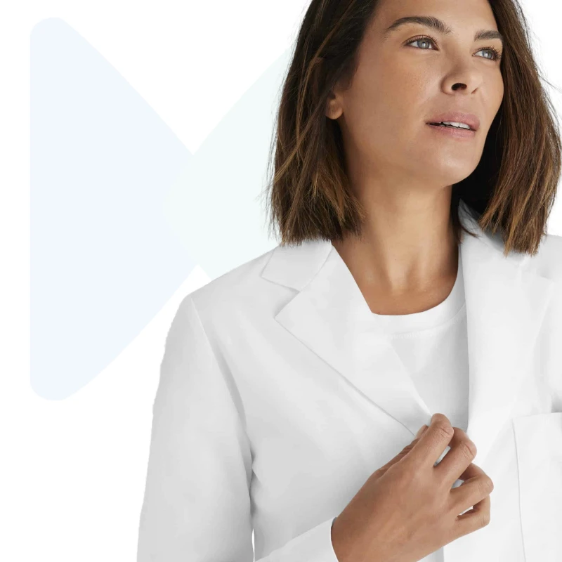 Long Sleeve Unisex White Apron/Lab Coat - Premium (Torrey Fabric) - Thumbnail 3